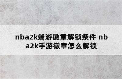 nba2k端游徽章解锁条件 nba2k手游徽章怎么解锁